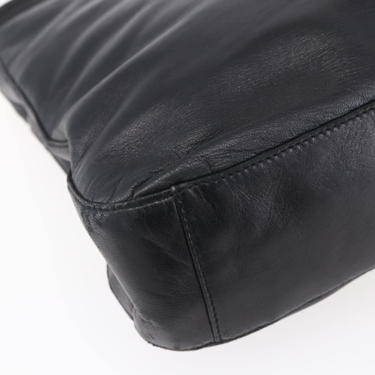 LOEWE anagram Shoulder Bag Leather Black Gold Auth 153121