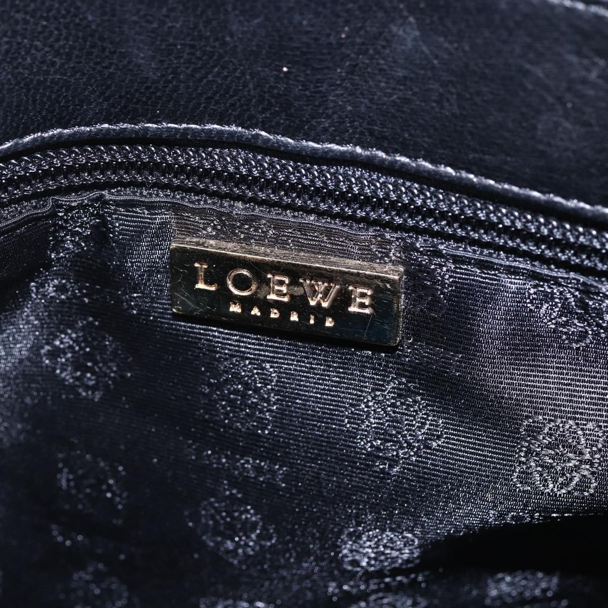 LOEWE anagram Shoulder Bag Leather Black Gold Auth 153121