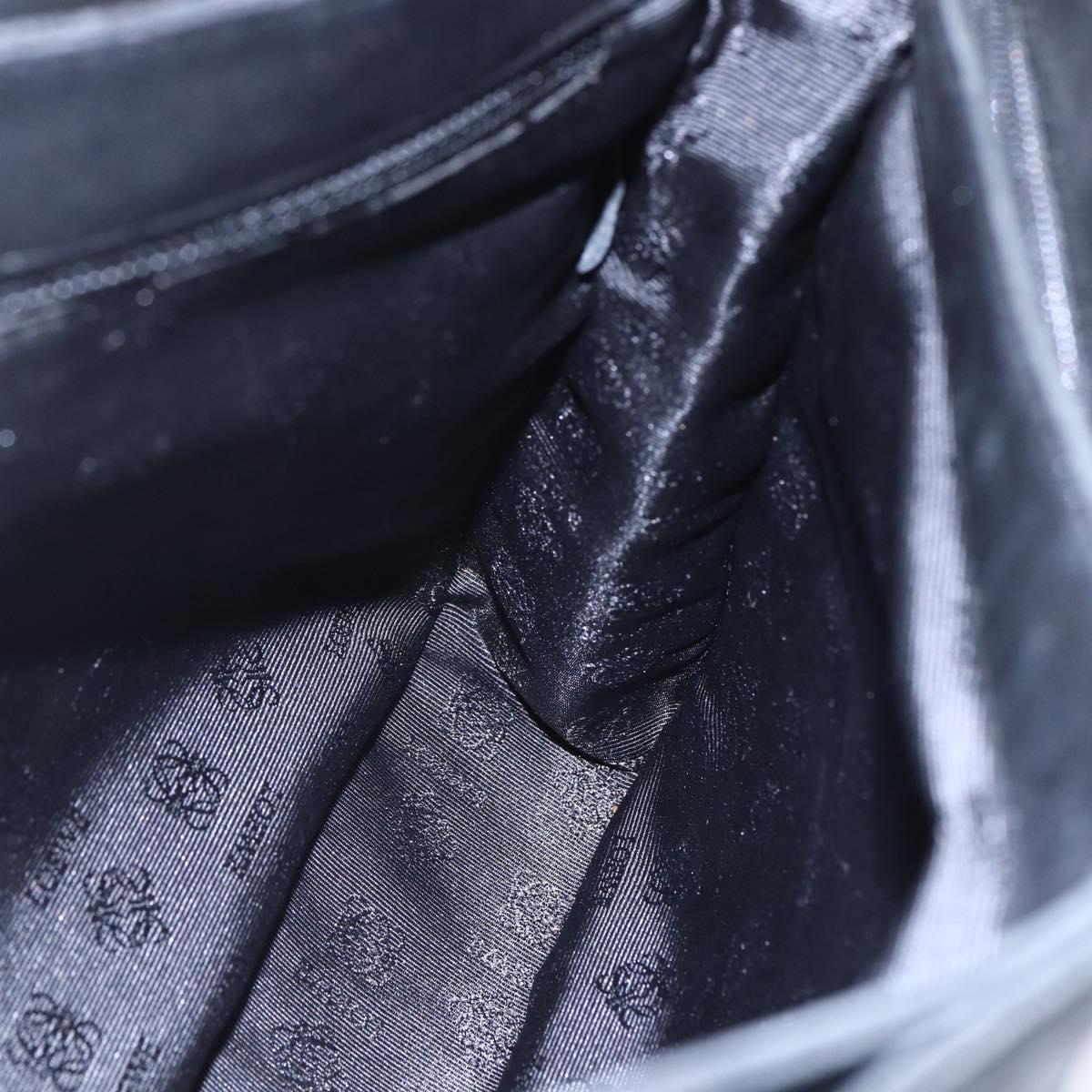 LOEWE anagram Shoulder Bag Leather Black Gold Auth 153121