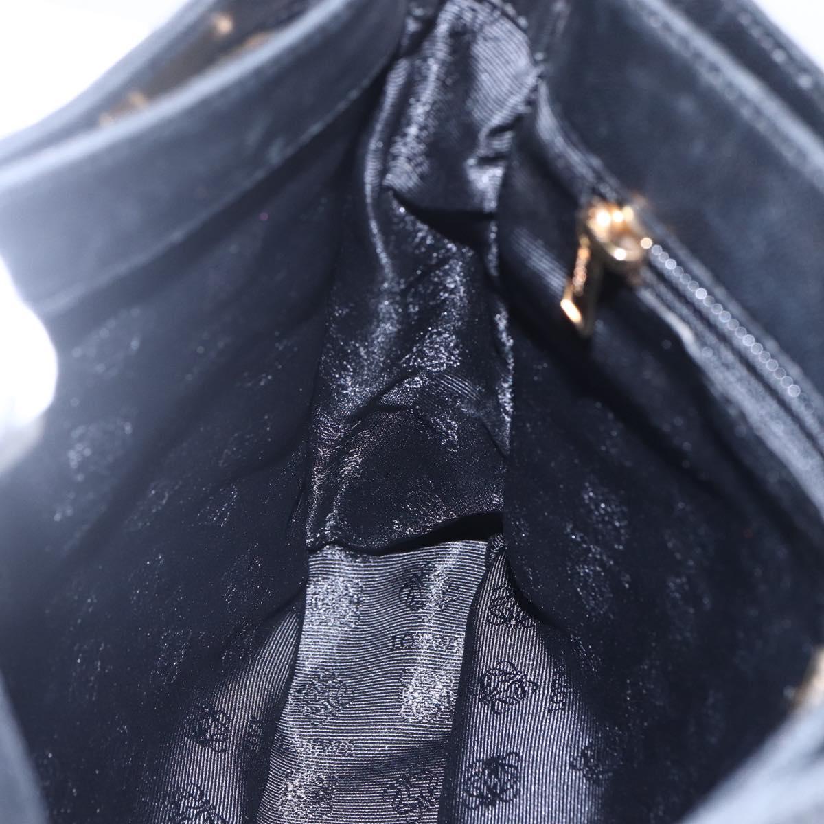 LOEWE anagram Shoulder Bag Leather Black Gold Auth 153121