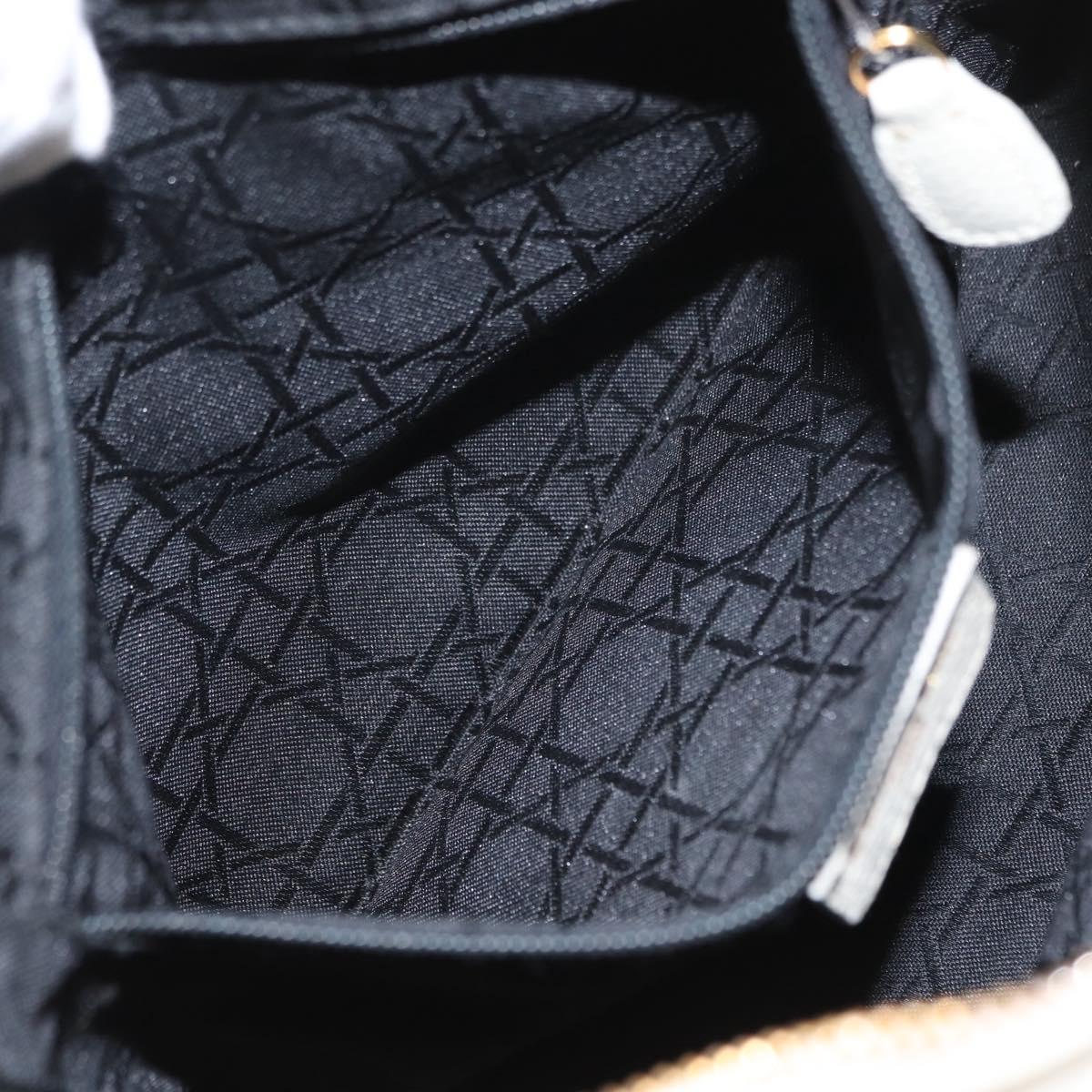 Christian Dior Lady Dior Canage Hand Bag Leather White Gold Auth 153122