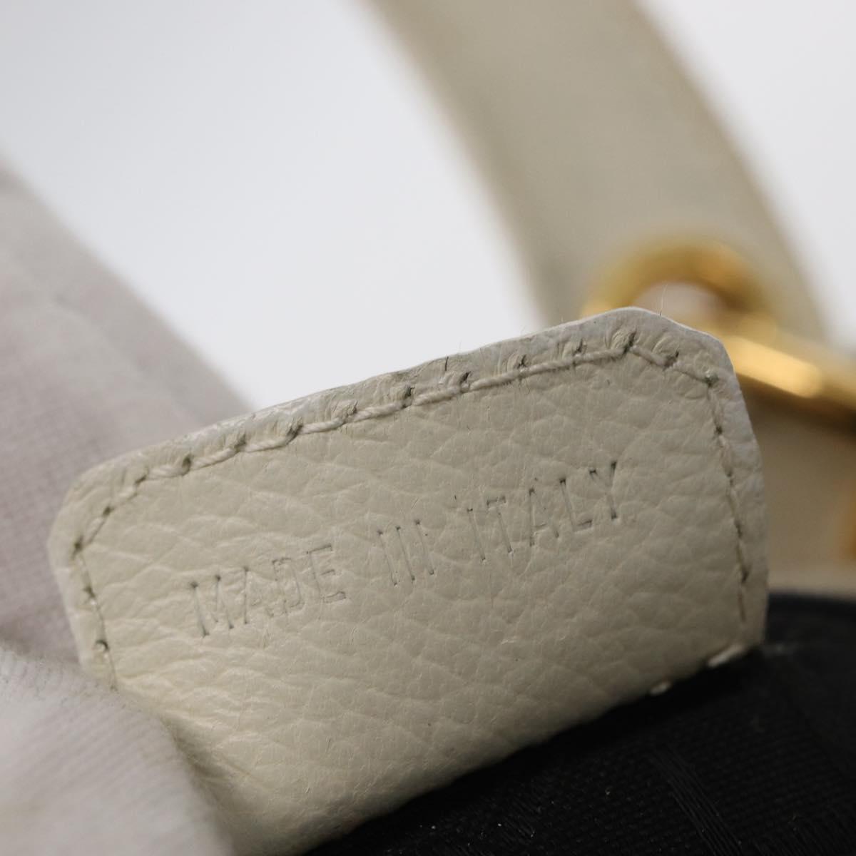 Christian Dior Lady Dior Canage Hand Bag Leather White Gold Auth 153122