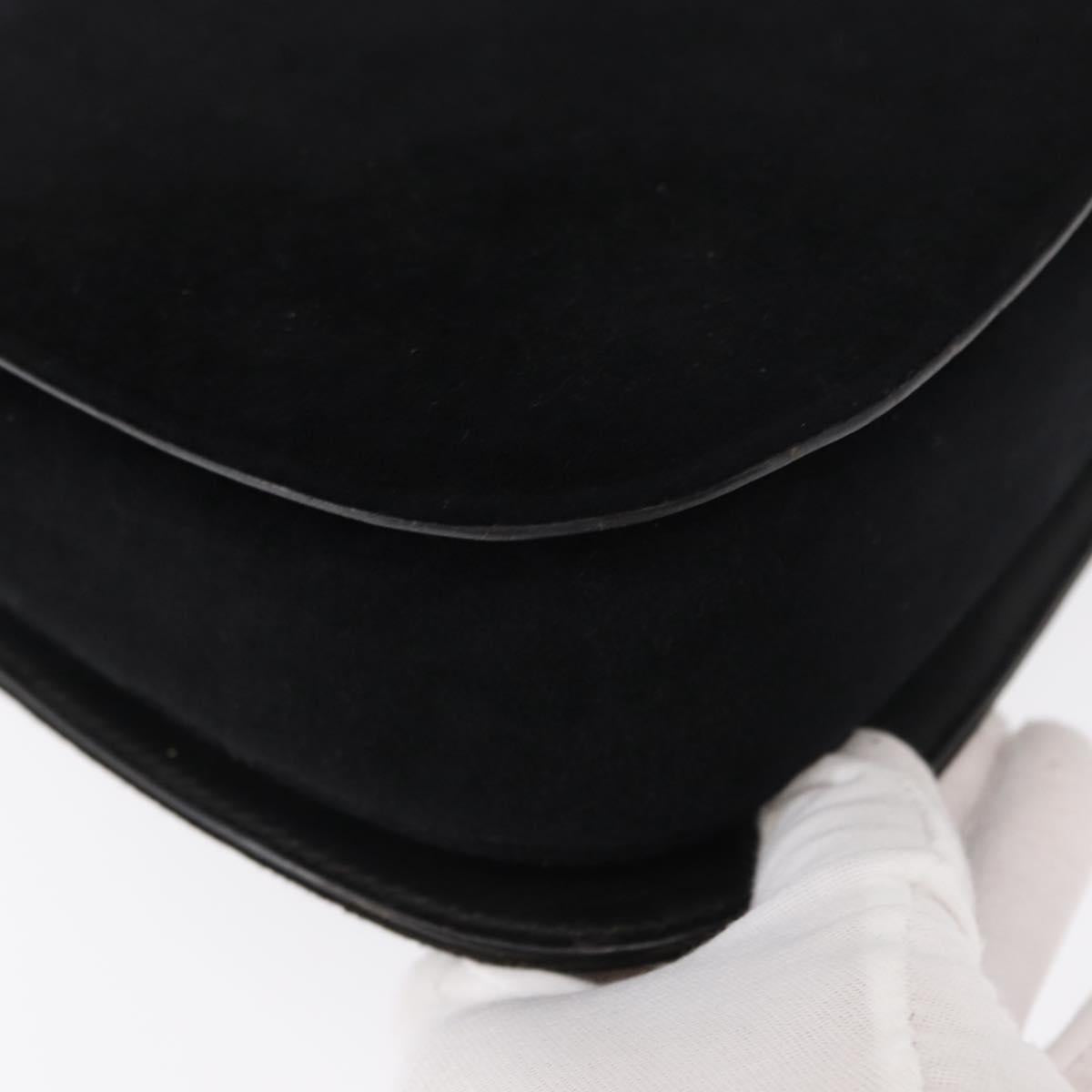 GUCCI Hand Bag Suede Black Auth 153123