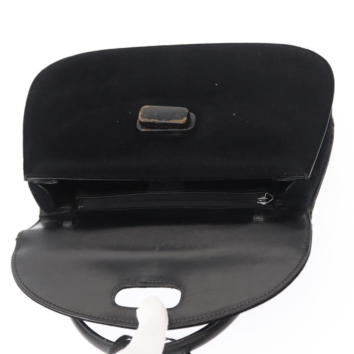 GUCCI Hand Bag Suede Black Auth 153123
