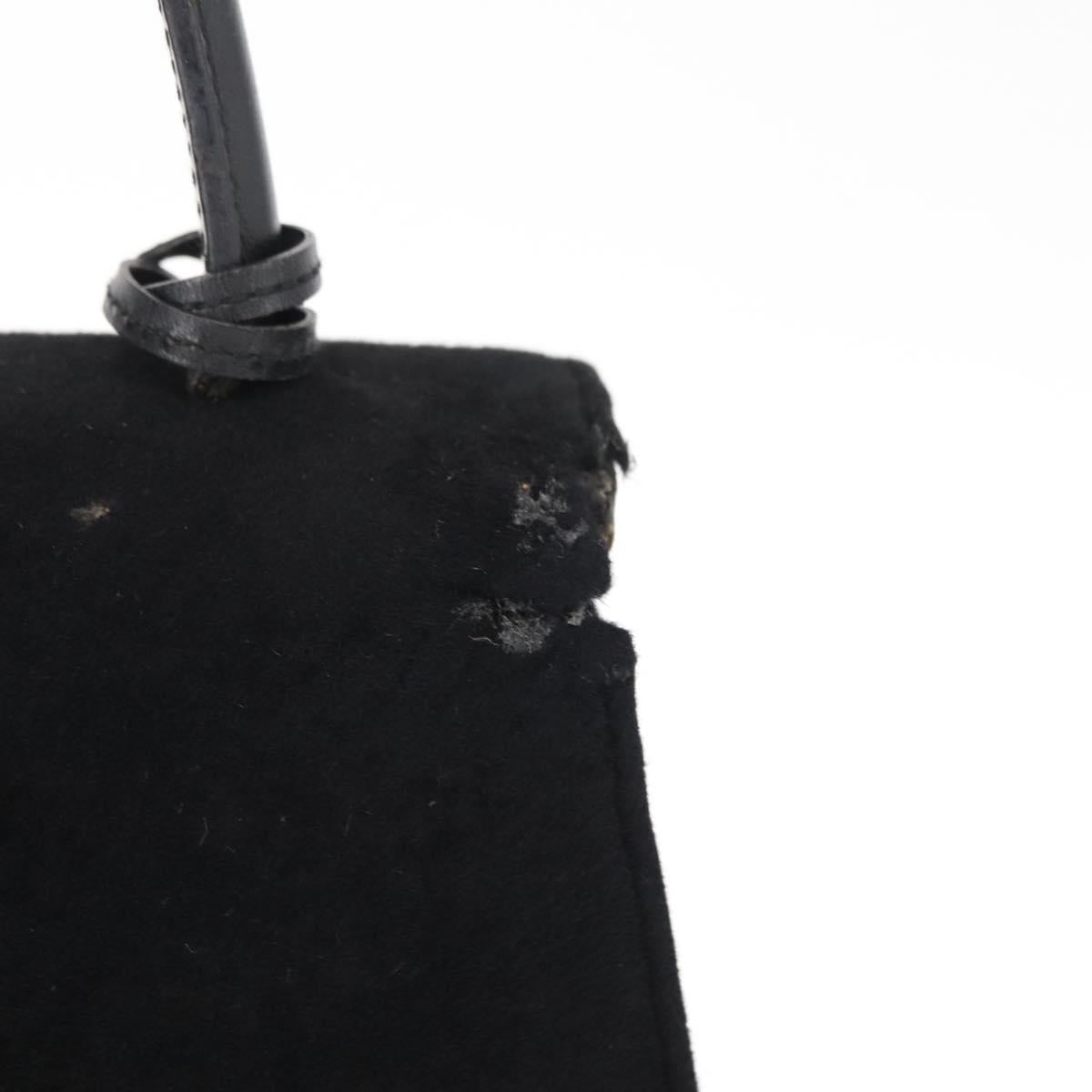 GUCCI Hand Bag Suede Black Auth 153123
