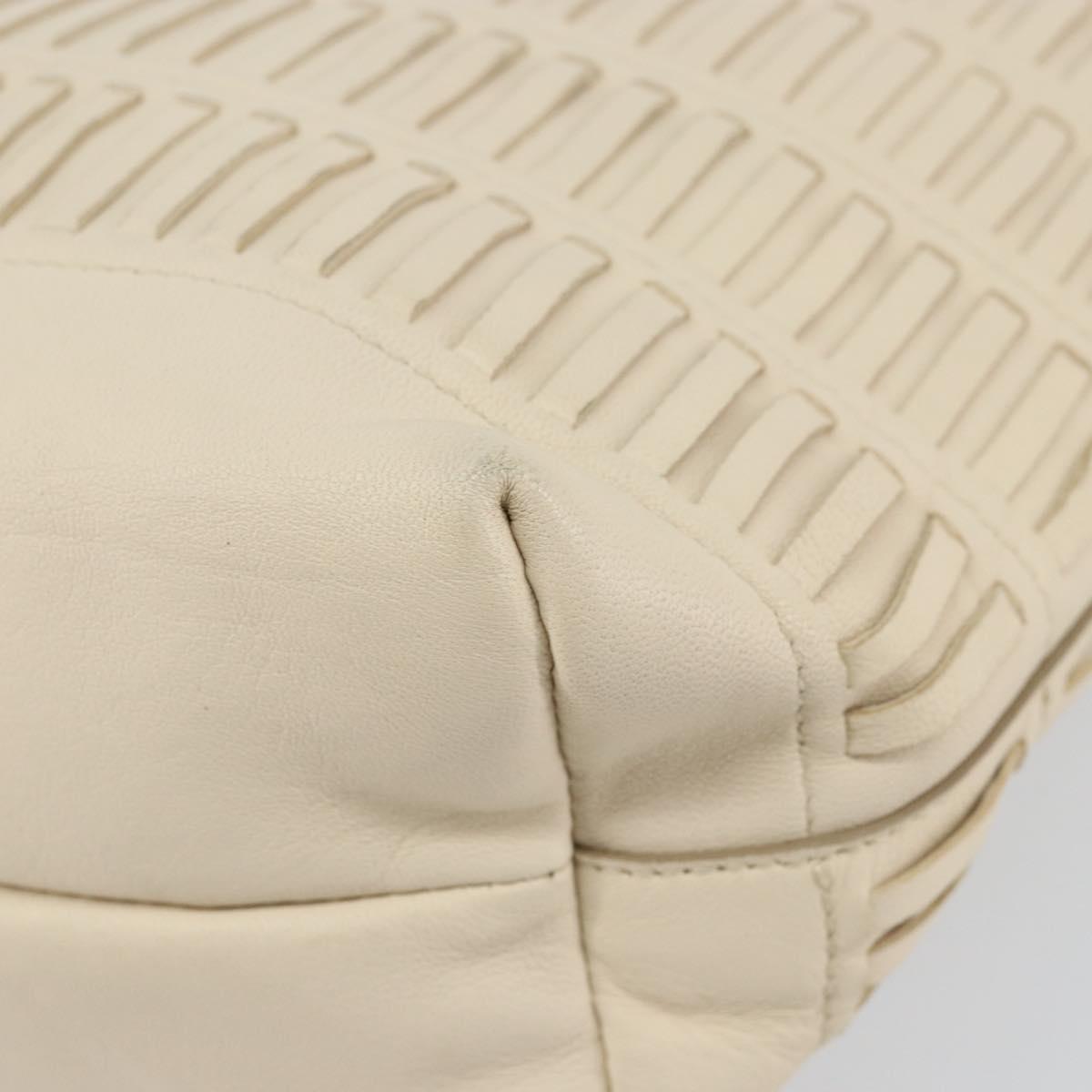 Salvatore Ferragamo Tote Bag Leather Beige Silver Auth 153124