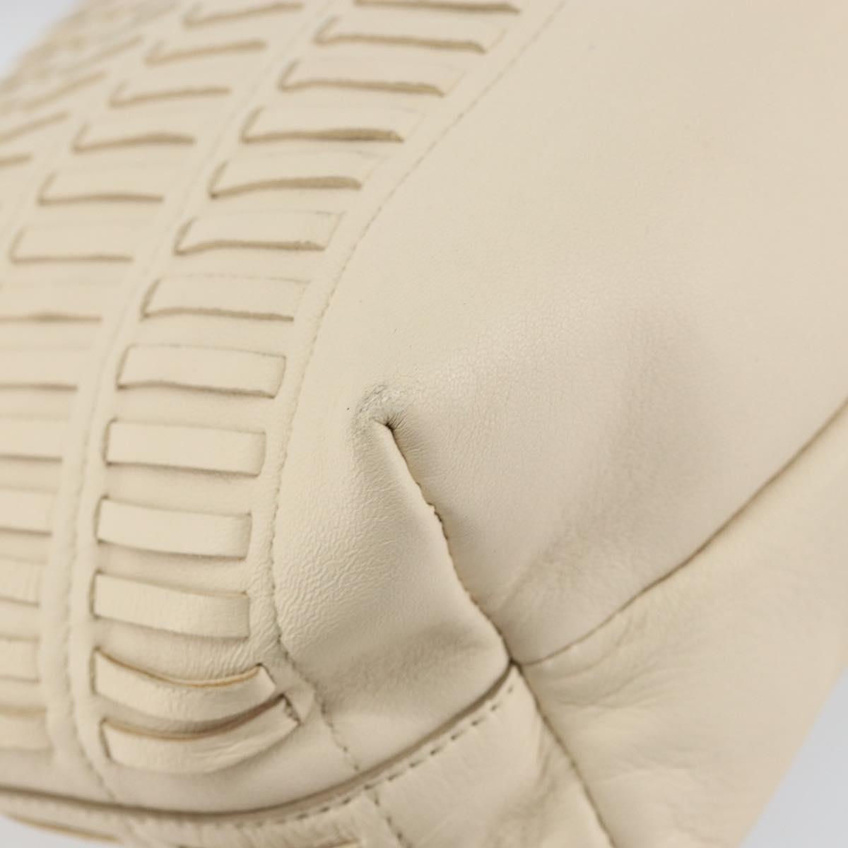 Salvatore Ferragamo Tote Bag Leather Beige Silver Auth 153124