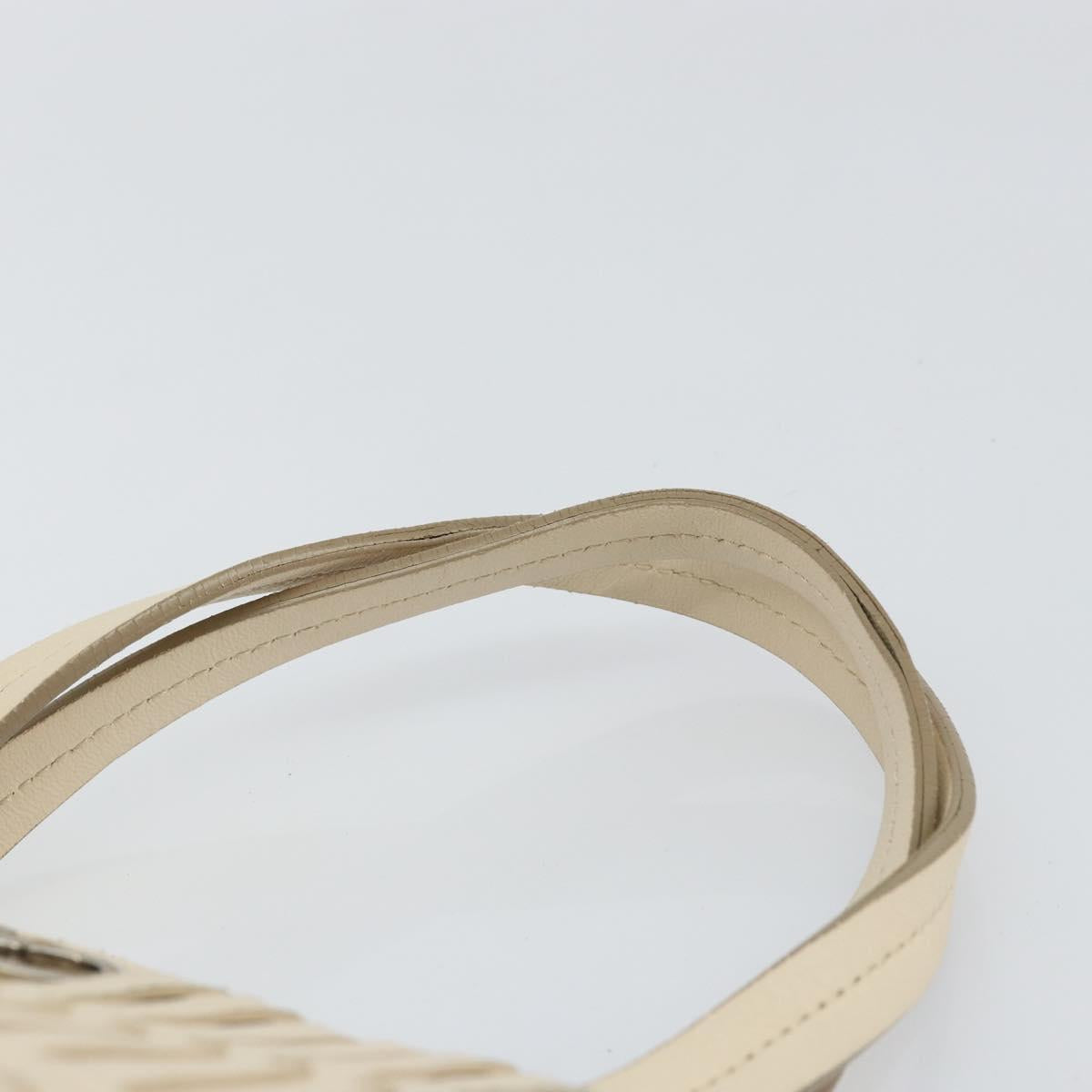 Salvatore Ferragamo Tote Bag Leather Beige Silver Auth 153124