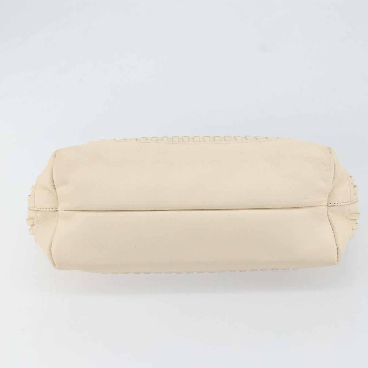 Salvatore Ferragamo Tote Bag Leather Beige Silver Auth 153124