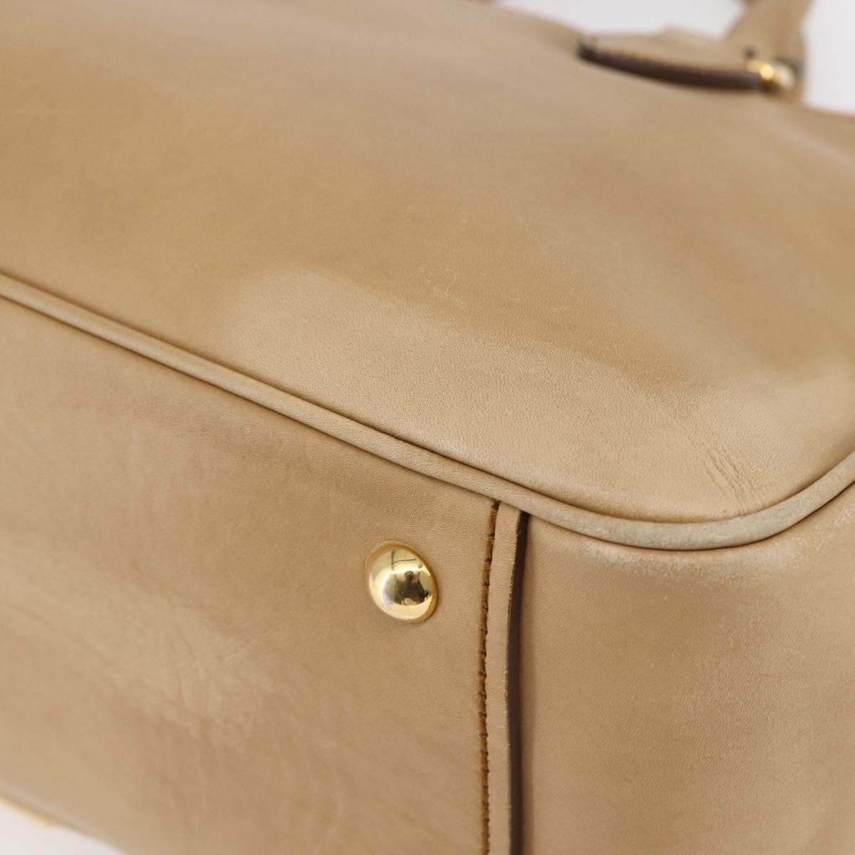 Miu Miu Hand Bag Leather 2way Beige Gold Auth 153125