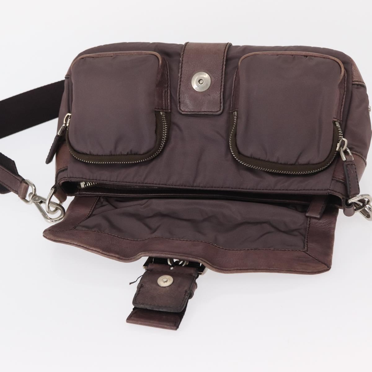 PRADA Shoulder Bag Nylon Silver Purple Auth 153127
