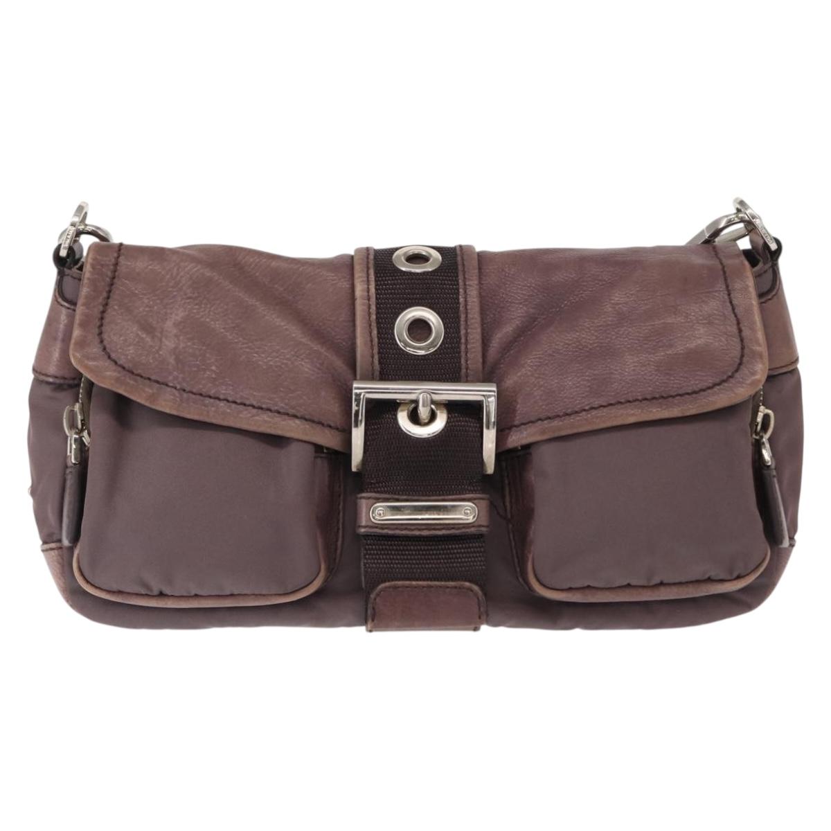 PRADA Shoulder Bag Nylon Silver Purple Auth 153127