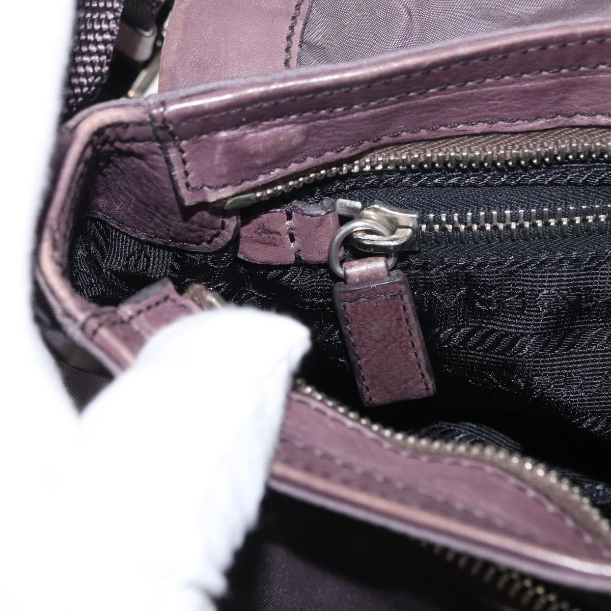 PRADA Shoulder Bag Nylon Silver Purple Auth 153127
