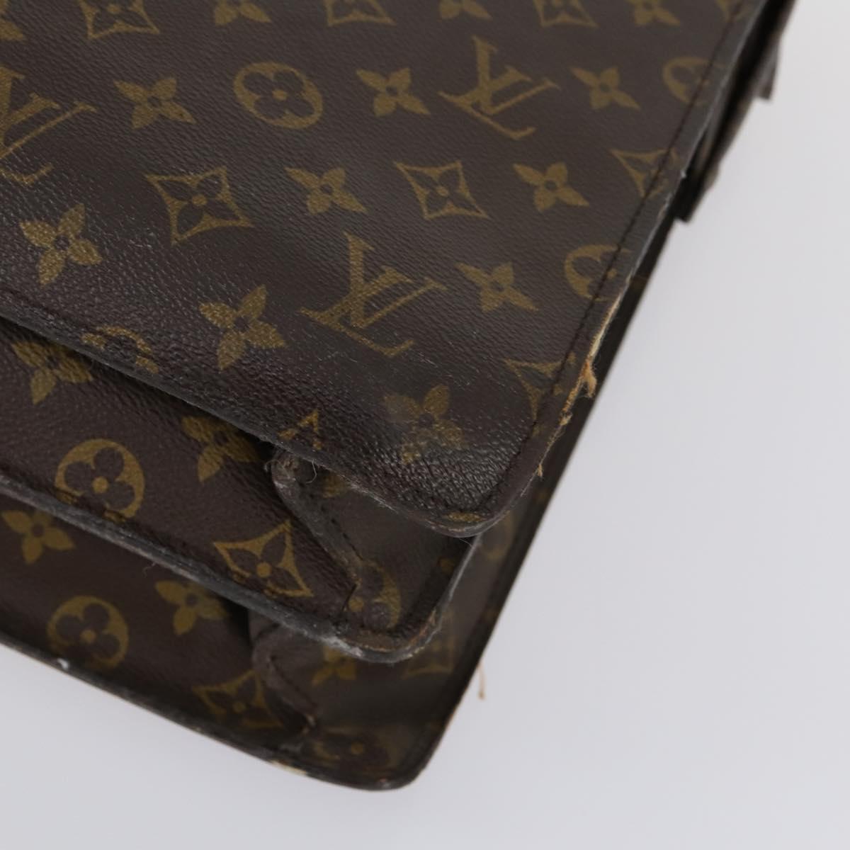 LOUIS VUITTON Monogram Serviette Fermoir Business Bag M53305 LV Auth 153130