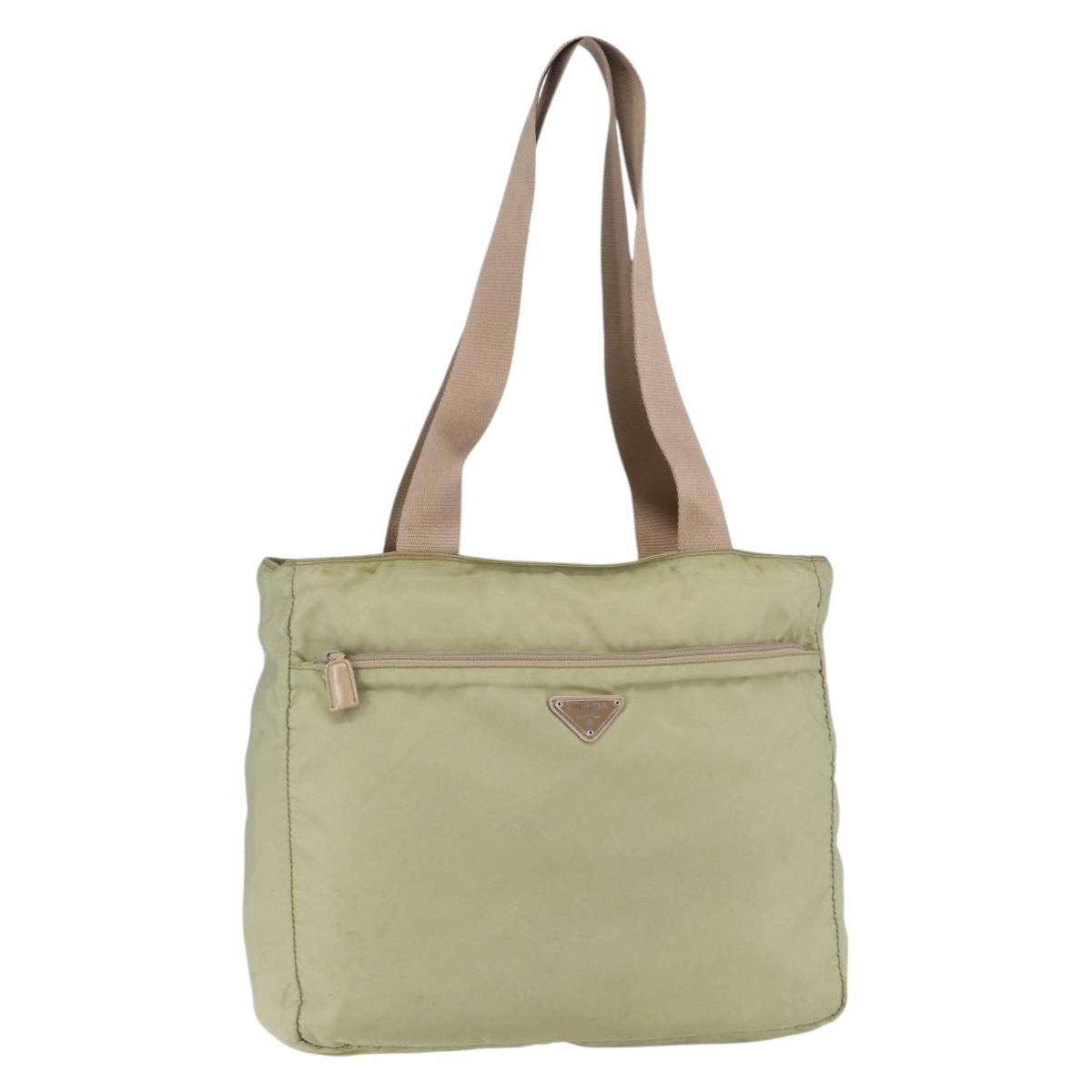 PRADA Tote Bag Nylon Green Silver Auth 153132