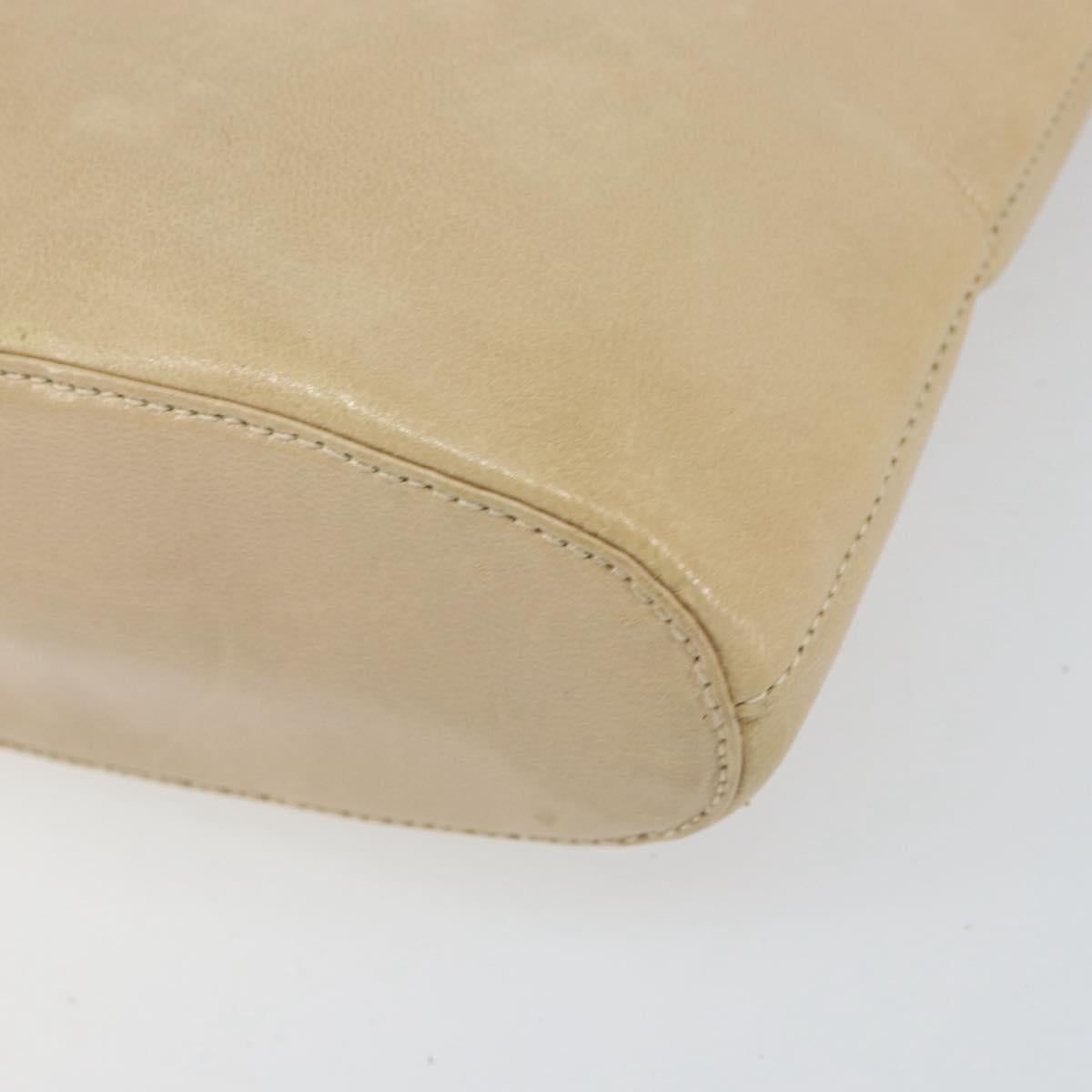 PRADA Chain Shoulder Bag Leather Beige Silver Auth 153137