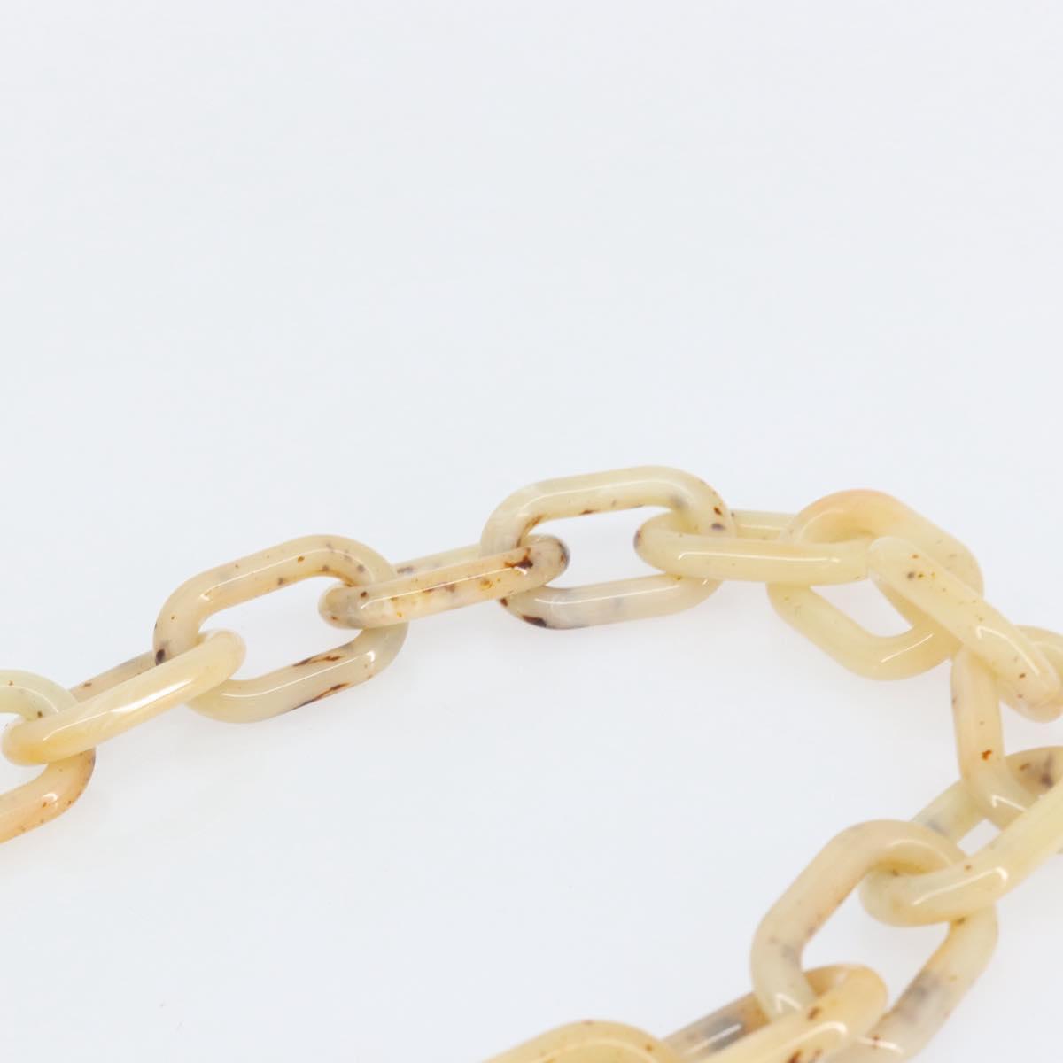 PRADA Chain Shoulder Bag Leather Beige Silver Auth 153137