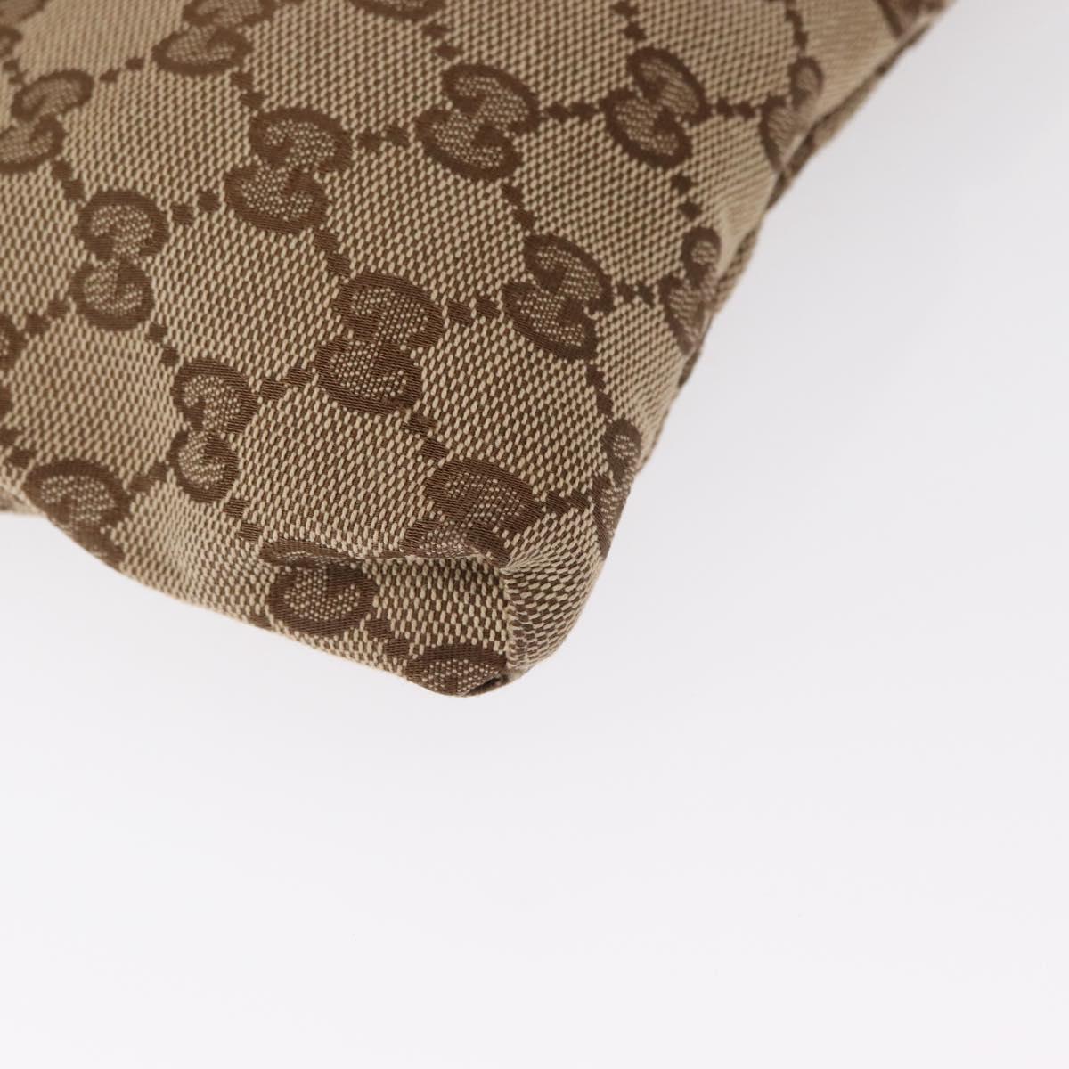 GUCCI GG Canvas Waist Bag Beige Silver 28566 Auth 153142