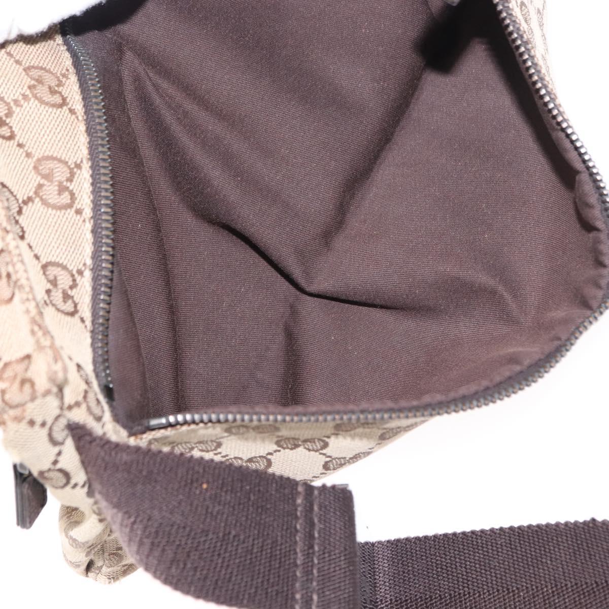 GUCCI GG Canvas Waist Bag Beige Silver 28566 Auth 153142