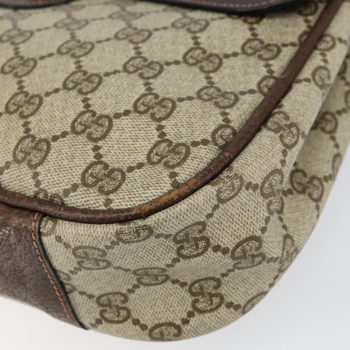 GUCCI GG Supreme Shoulder Bag PVC Beige Gold Auth 153152