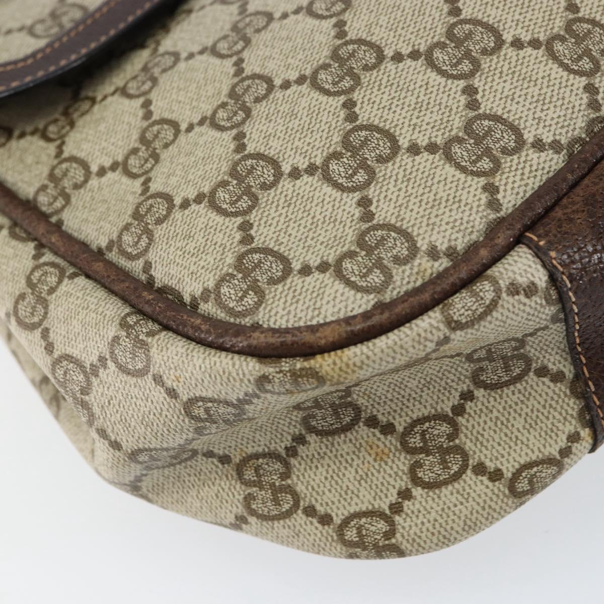 GUCCI GG Supreme Shoulder Bag PVC Beige Gold Auth 153152