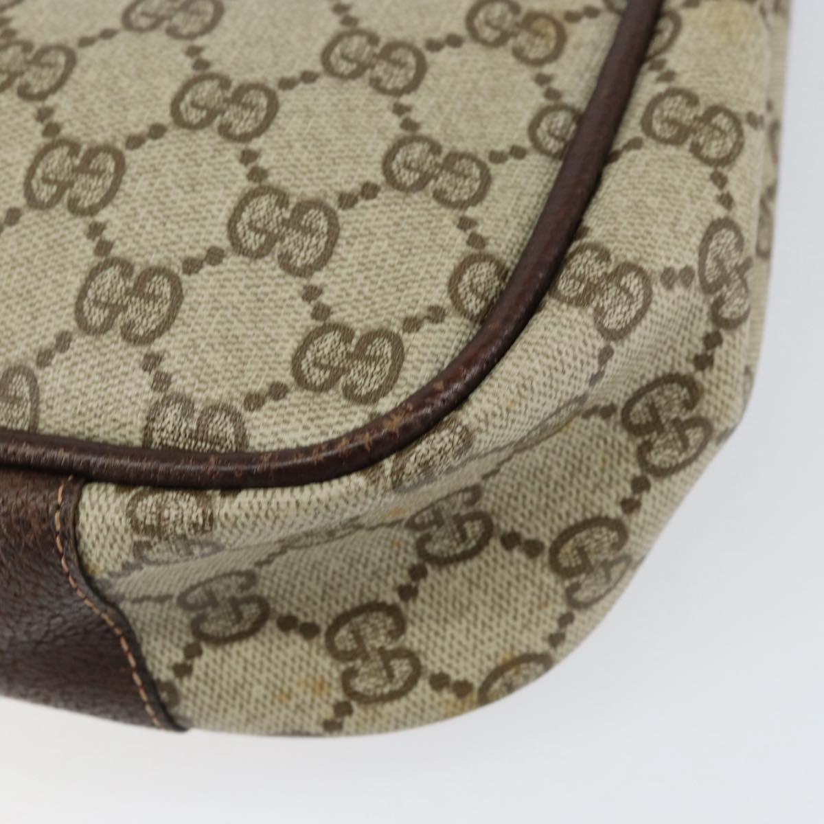 GUCCI GG Supreme Shoulder Bag PVC Beige Gold Auth 153152