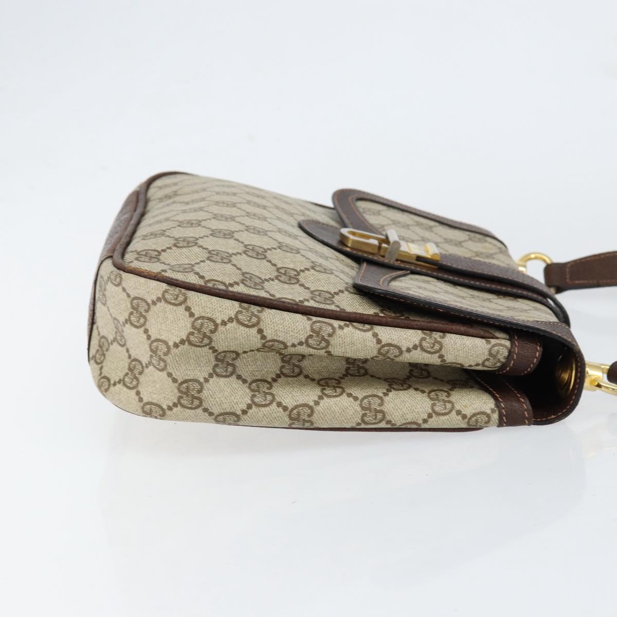 GUCCI GG Supreme Shoulder Bag PVC Beige Gold Auth 153152