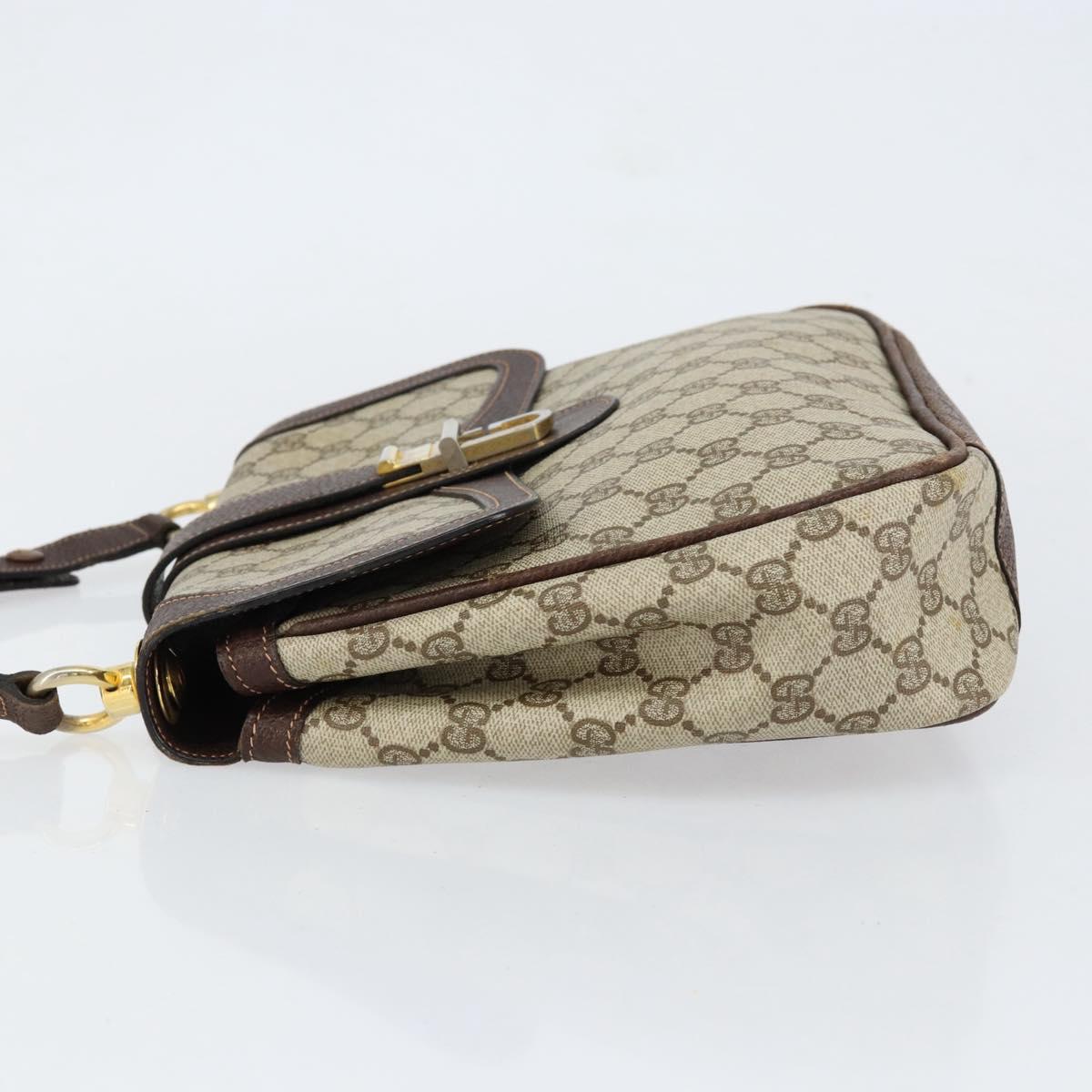 GUCCI GG Supreme Shoulder Bag PVC Beige Gold Auth 153152