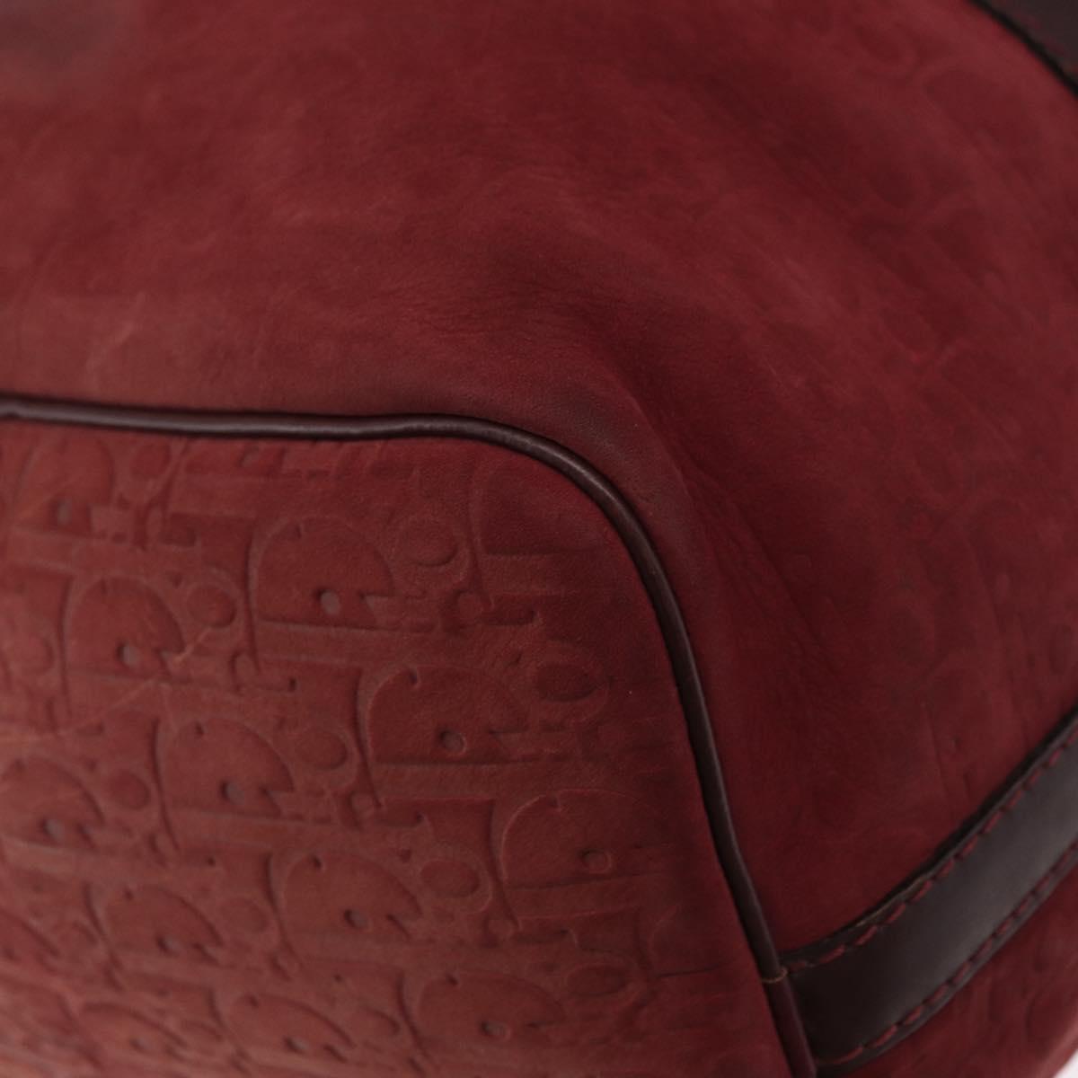 Christian Dior Trotter Canvas Boston Bag Red Gold Auth 153162