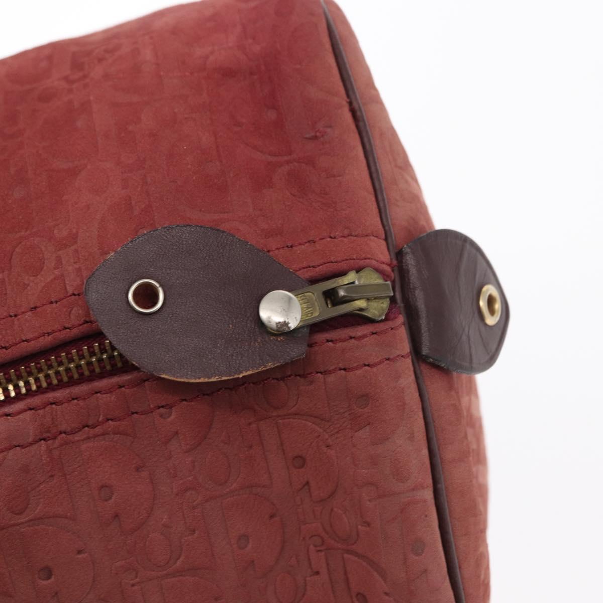 Christian Dior Trotter Canvas Boston Bag Red Gold Auth 153162