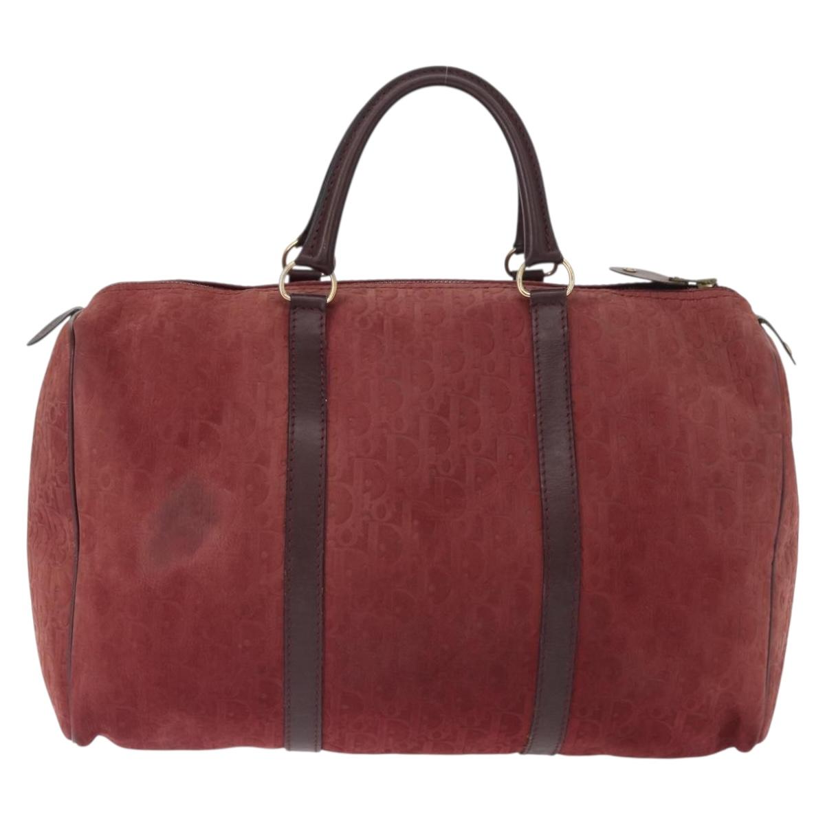 Christian Dior Trotter Canvas Boston Bag Red Gold Auth 153162