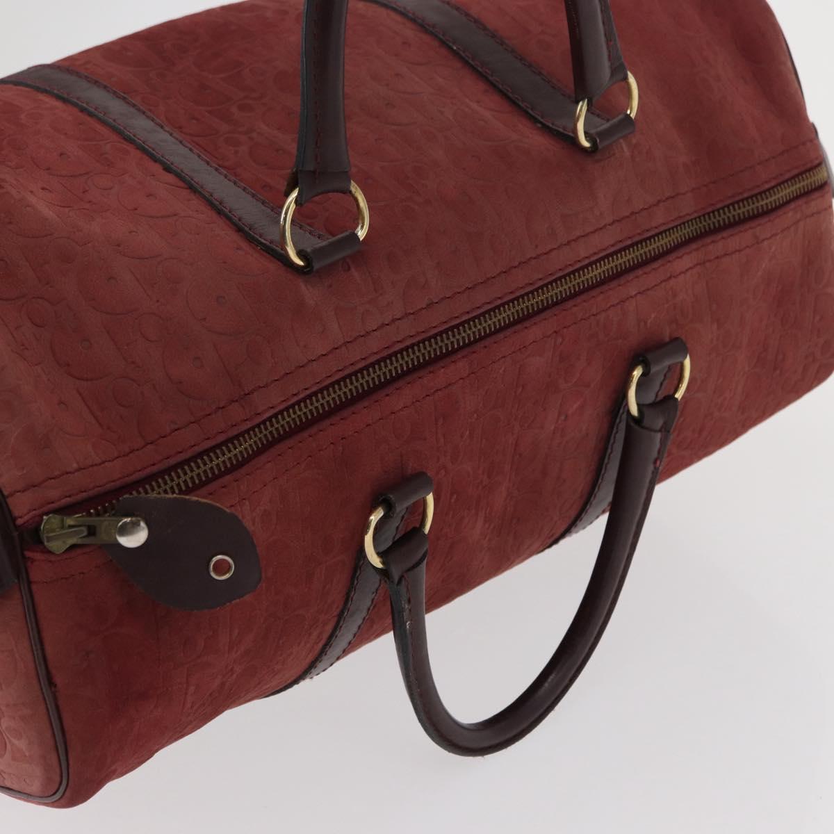 Christian Dior Trotter Canvas Boston Bag Red Gold Auth 153162