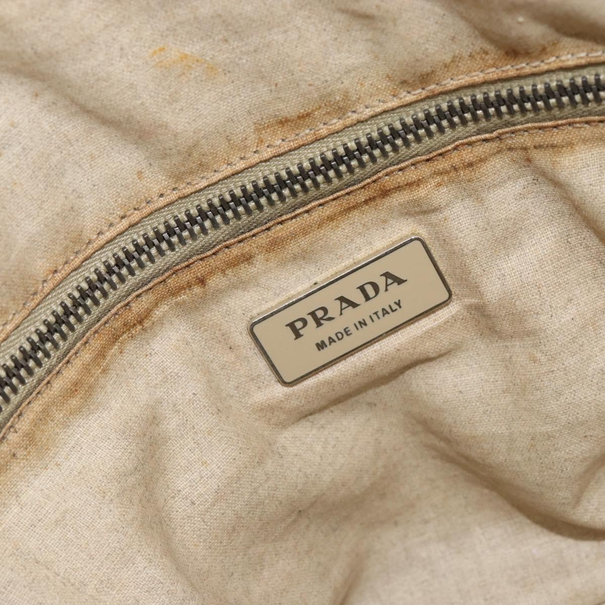 PRADA Hand Bag Leather Beige Auth 153163