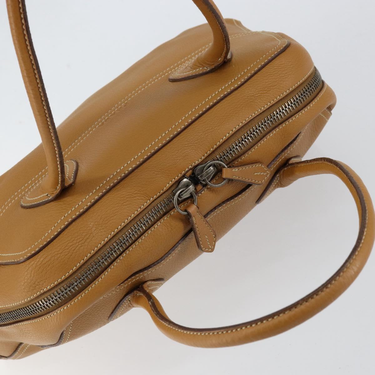 PRADA Hand Bag Leather Beige Auth 153163