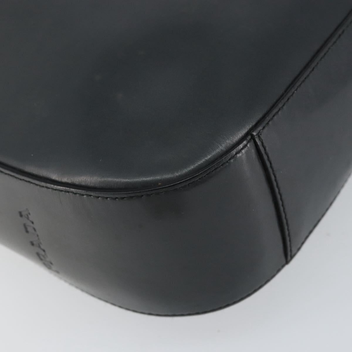 PRADA Shoulder Bag Leather Gray Silver Auth 153165