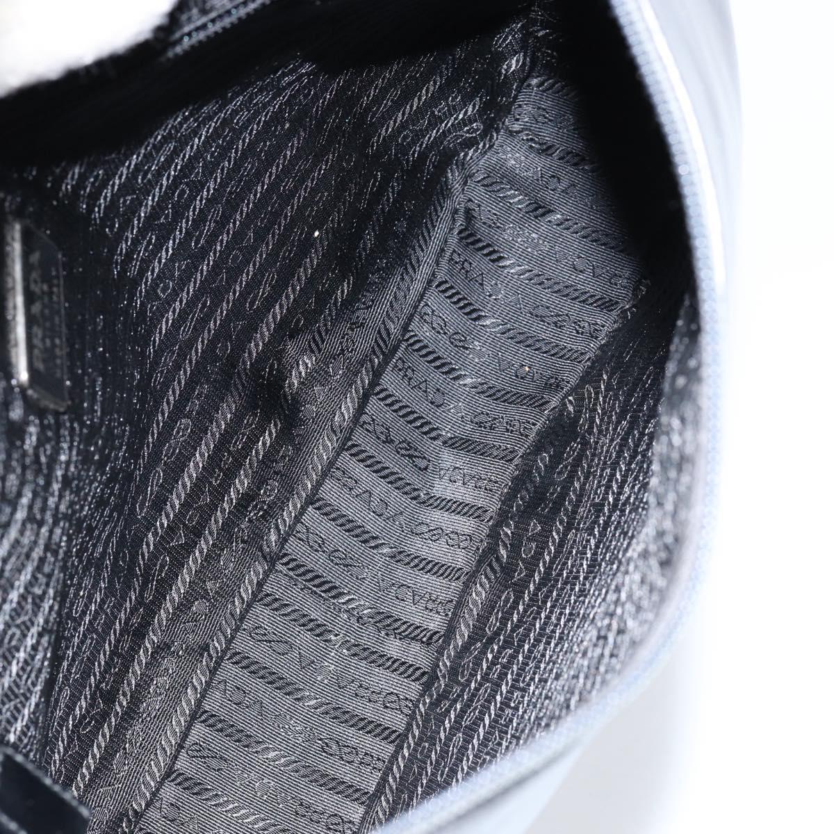 PRADA Shoulder Bag Leather Gray Silver Auth 153165