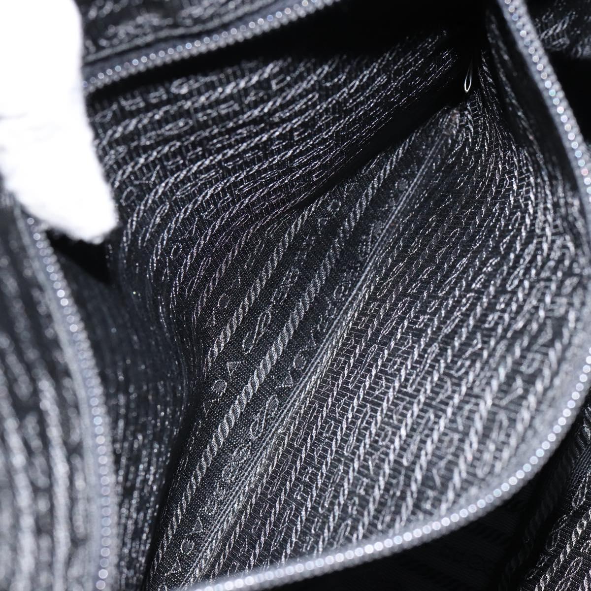 PRADA Shoulder Bag Leather Gray Silver Auth 153165