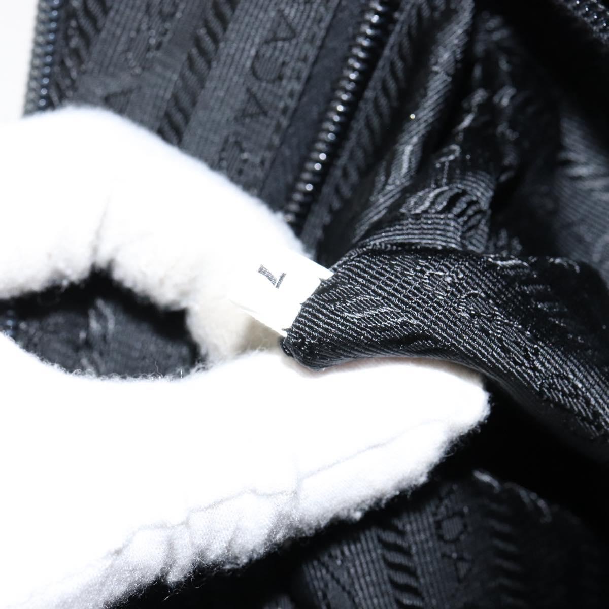 PRADA Shoulder Bag Leather Gray Silver Auth 153165