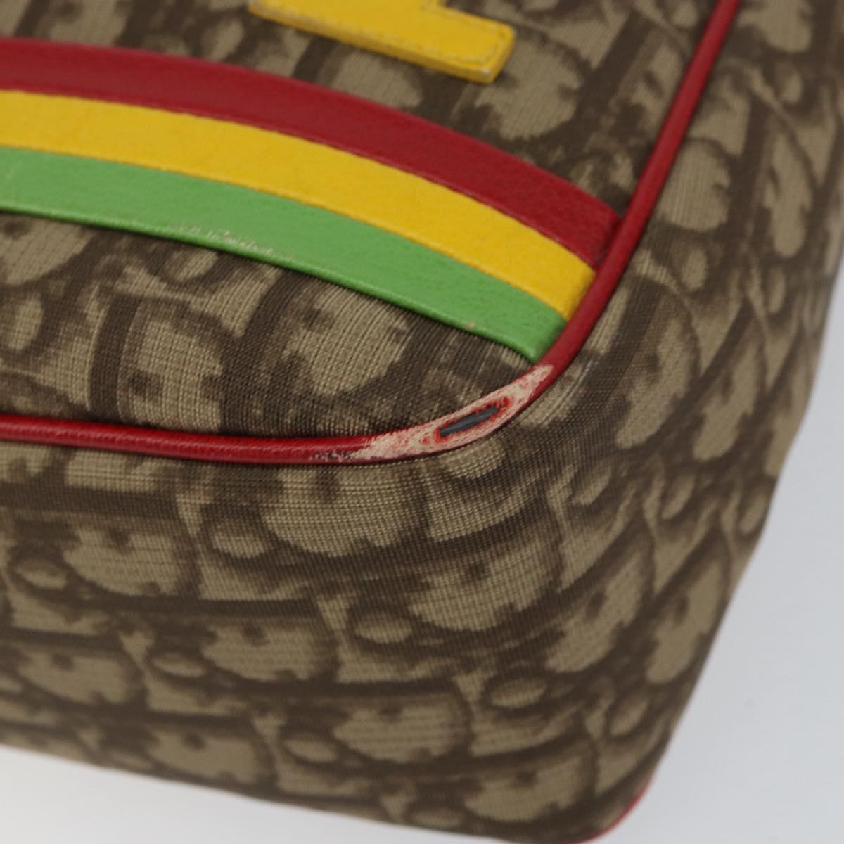 Christian Dior Trotter Canvas Shoulder Bag Rasta Color Beige Auth 153168