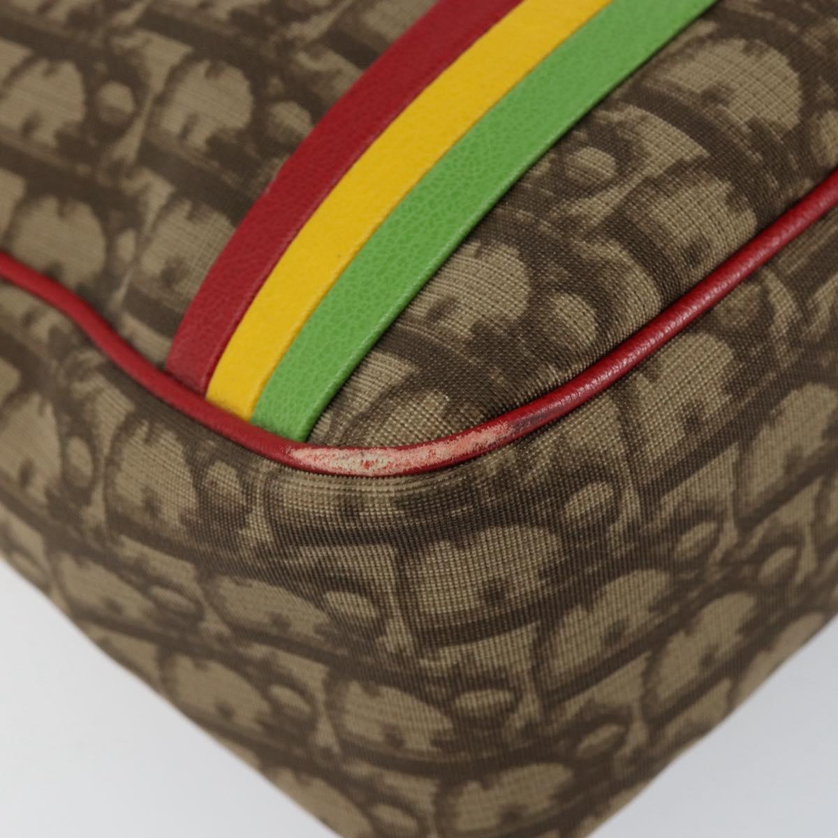 Christian Dior Trotter Canvas Shoulder Bag Rasta Color Beige Auth 153168