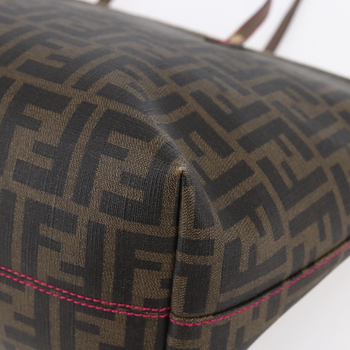 FENDI Zucca Canvas Tote Bag Black Brown Auth 153170