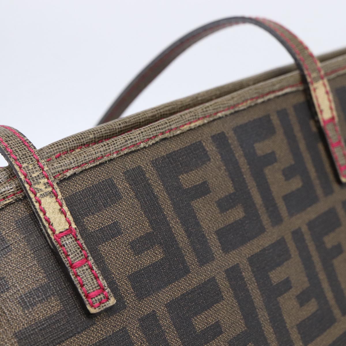FENDI Zucca Canvas Tote Bag Black Brown Auth 153170