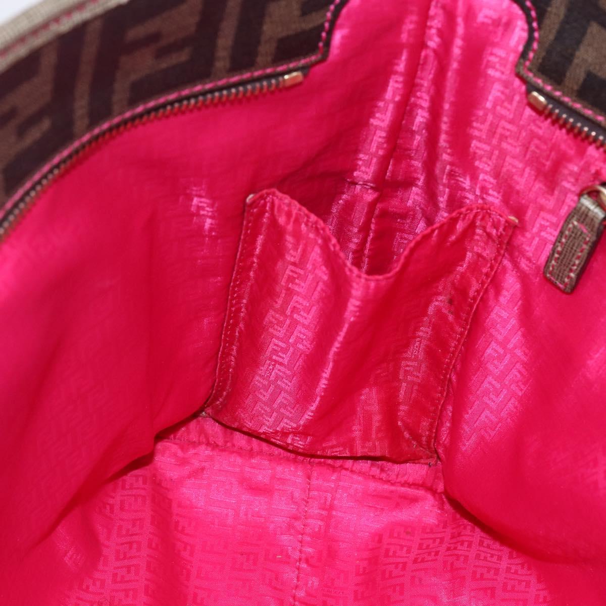 FENDI Zucca Canvas Tote Bag Black Brown Auth 153170