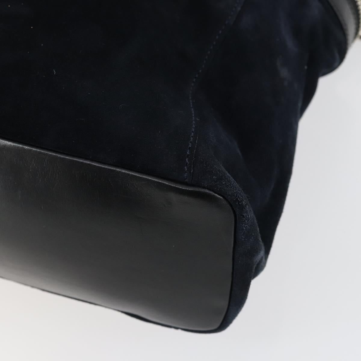 Jimmy Choo Tote Bag Suede 2way Navy Silver Auth 153171