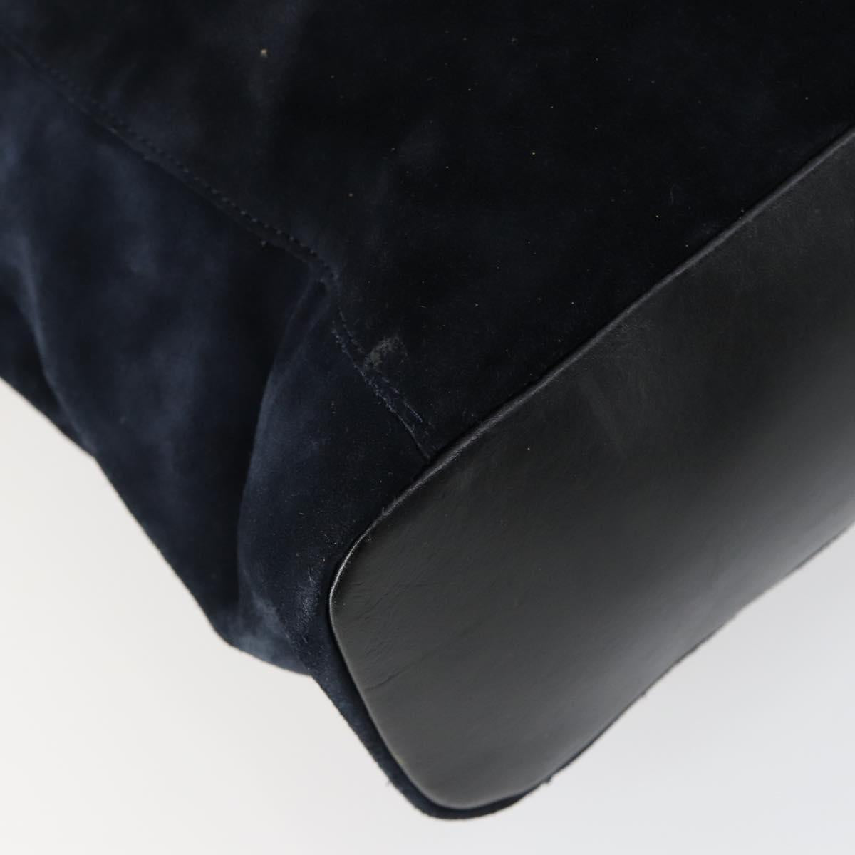 Jimmy Choo Tote Bag Suede 2way Navy Silver Auth 153171