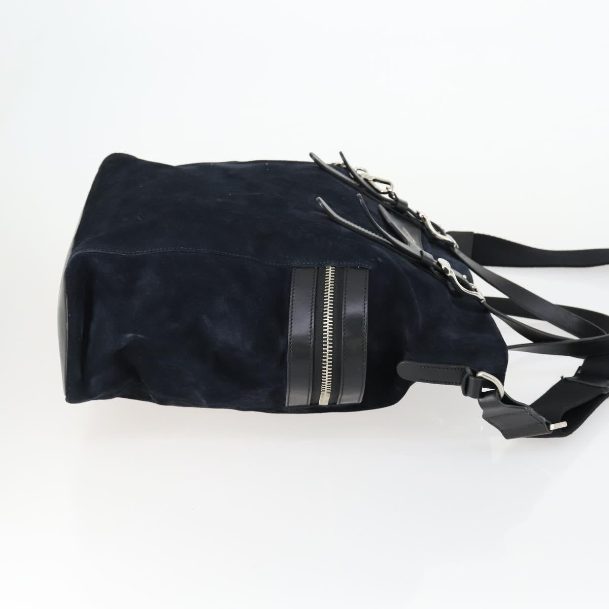 Jimmy Choo Tote Bag Suede 2way Navy Silver Auth 153171