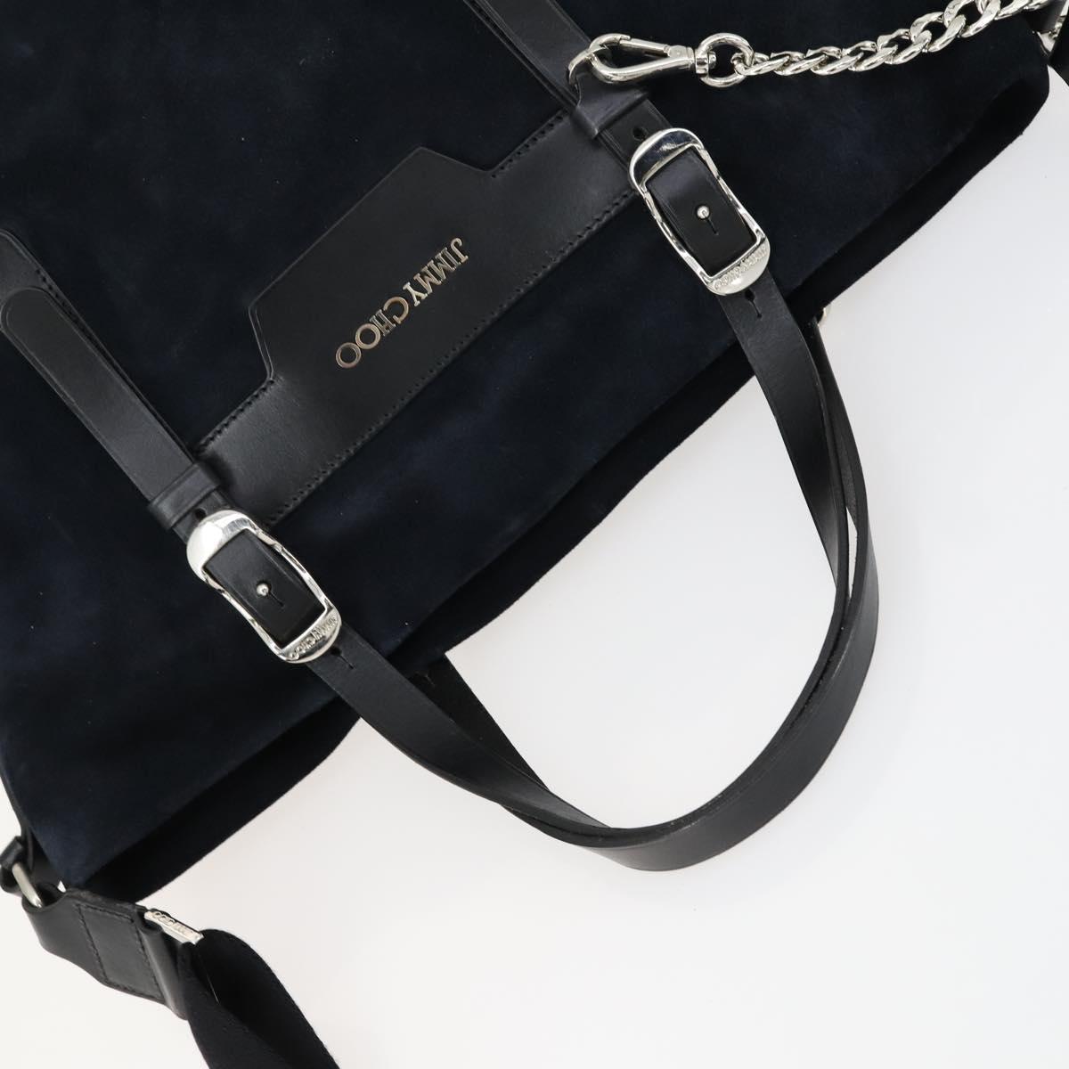 Jimmy Choo Tote Bag Suede 2way Navy Silver Auth 153171