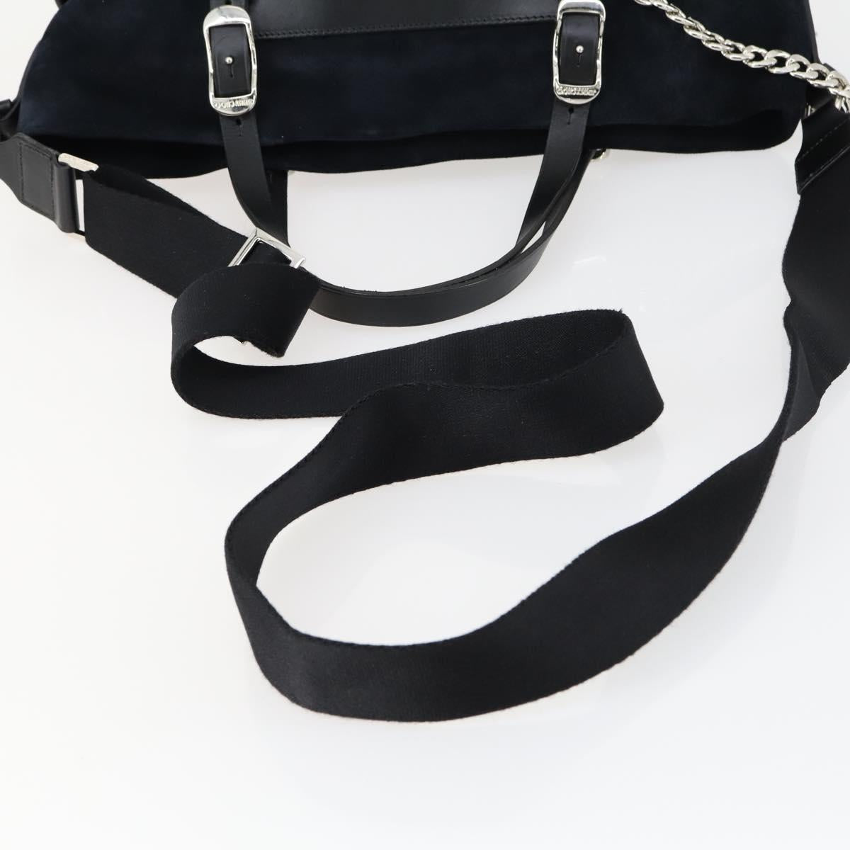 Jimmy Choo Tote Bag Suede 2way Navy Silver Auth 153171