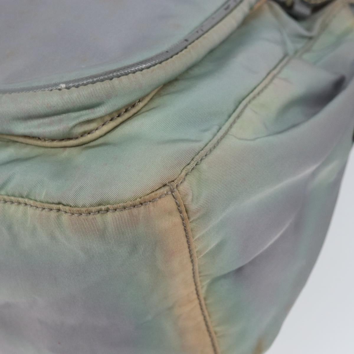 PRADA Shoulder Bag Nylon Gray Silver Auth 153172