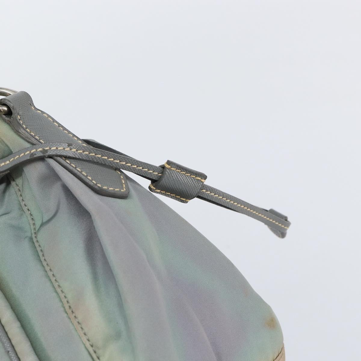 PRADA Shoulder Bag Nylon Gray Silver Auth 153172